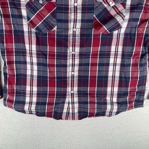 Levis Shirt Mens 2XL XXL Blue Red Western Pearl Snap Cowboy Rodeo Long Sleeved - Picture 5 of 12